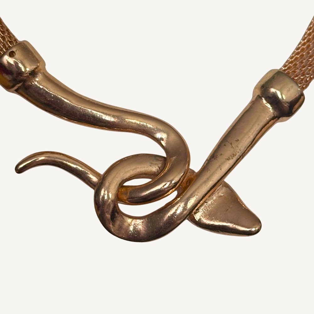 Gold Tone Snake Statement Choker Necklace - Picture 6 of 8